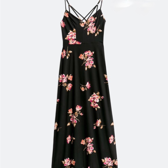 nine britton Dresses & Skirts - Nine Britton boho maxi dress black floral XL strappy sundress wedding guest